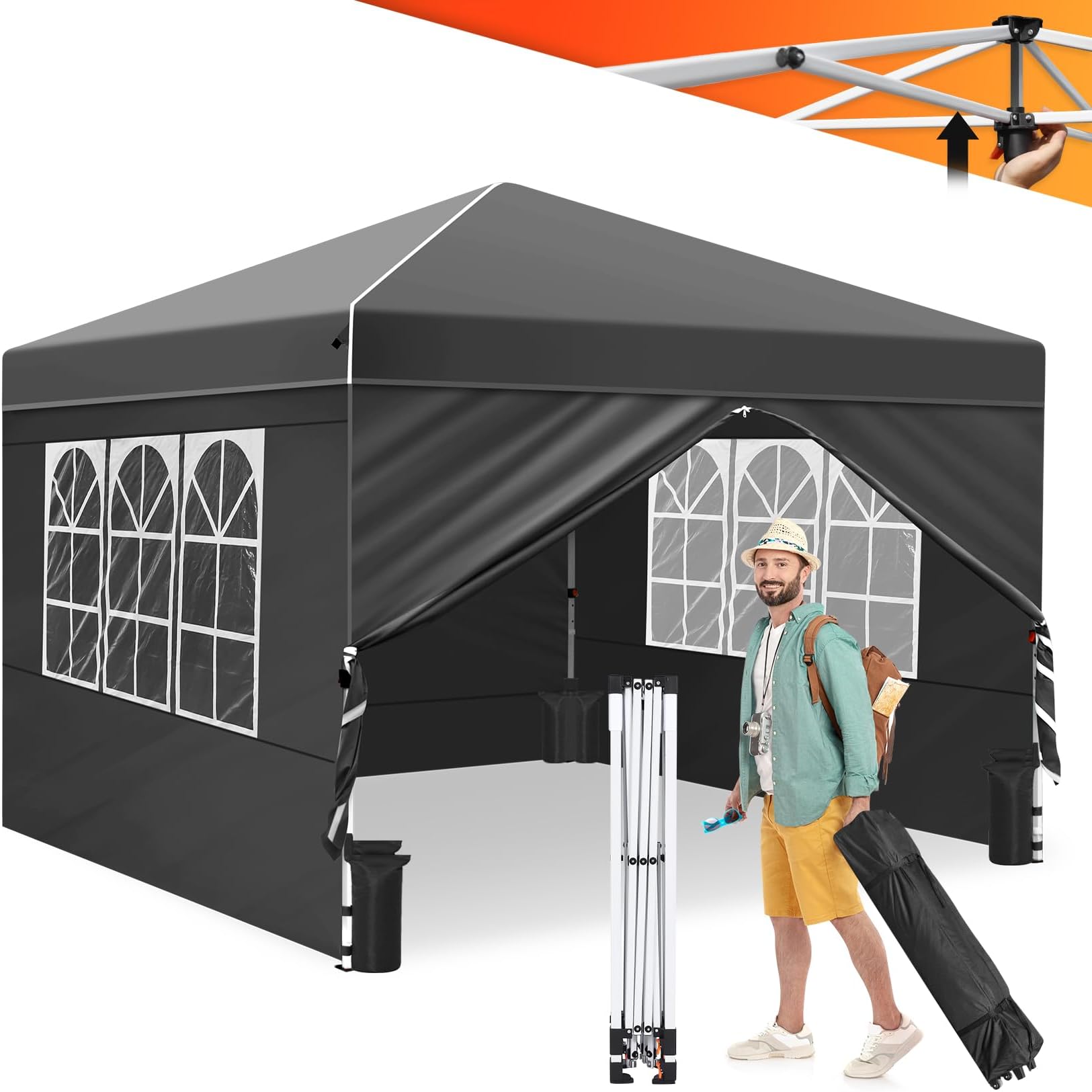 Ej Victor Gazebo One Push Pop Up Gazebo With Sides 3m X 3m And Wheeled ej-victor-gazebo-one-push-pop-up-gazebo-with-sides-3m-x-3m-and-wheeled