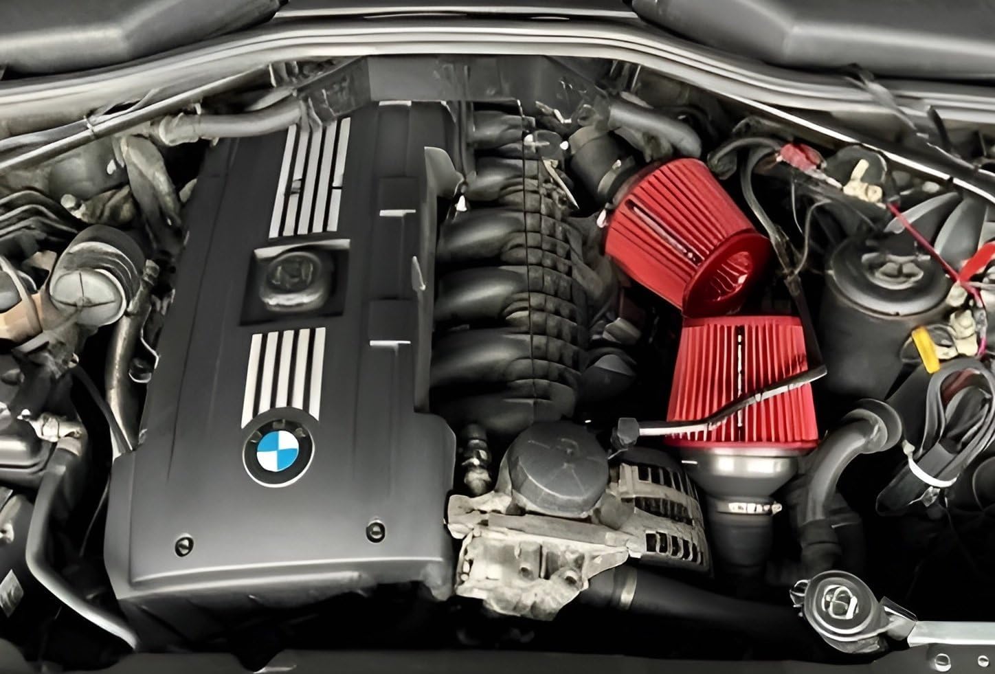 N54 Dual Cone Air Filter Intake for BMW E90 E92 E93 E87 335i 135 - RED 2