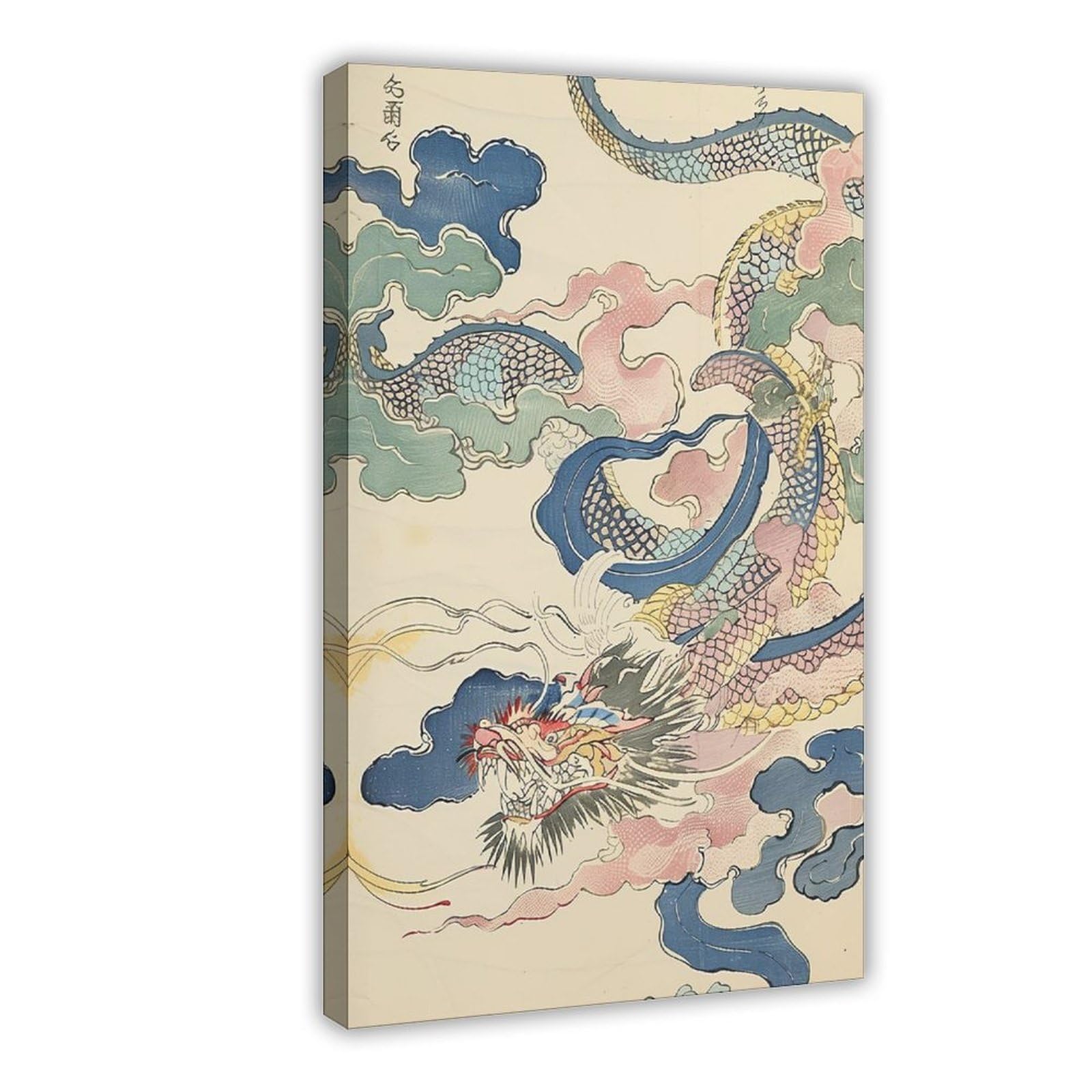 Bareronor Japanese Dragon Poater Canvas Poster Bedroom Decor Landscape Office Room Decor Gift 16" L X 24" W