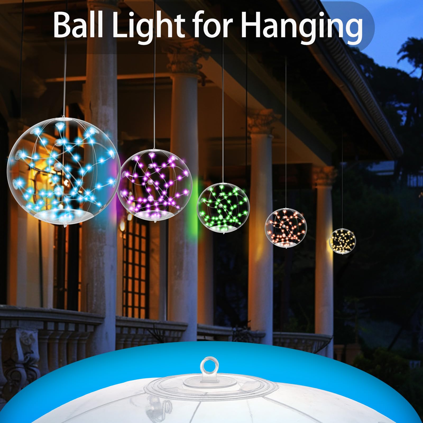 LuckSky Solarne lampy basenowe, RGBW14,5, kulki basenowe, wodoodporne, nadmuchiwane lampy solarne (2, wielokolorowe)