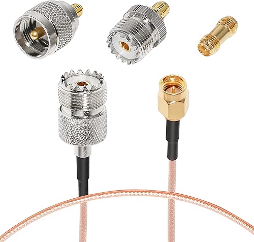 Anina Cable coaxial RG316 RF SMA a UHF SO239 PL259 Cable de extensión de 12 pulgadas con 3 piezas Kit de adaptadores para antena de radio de jamón