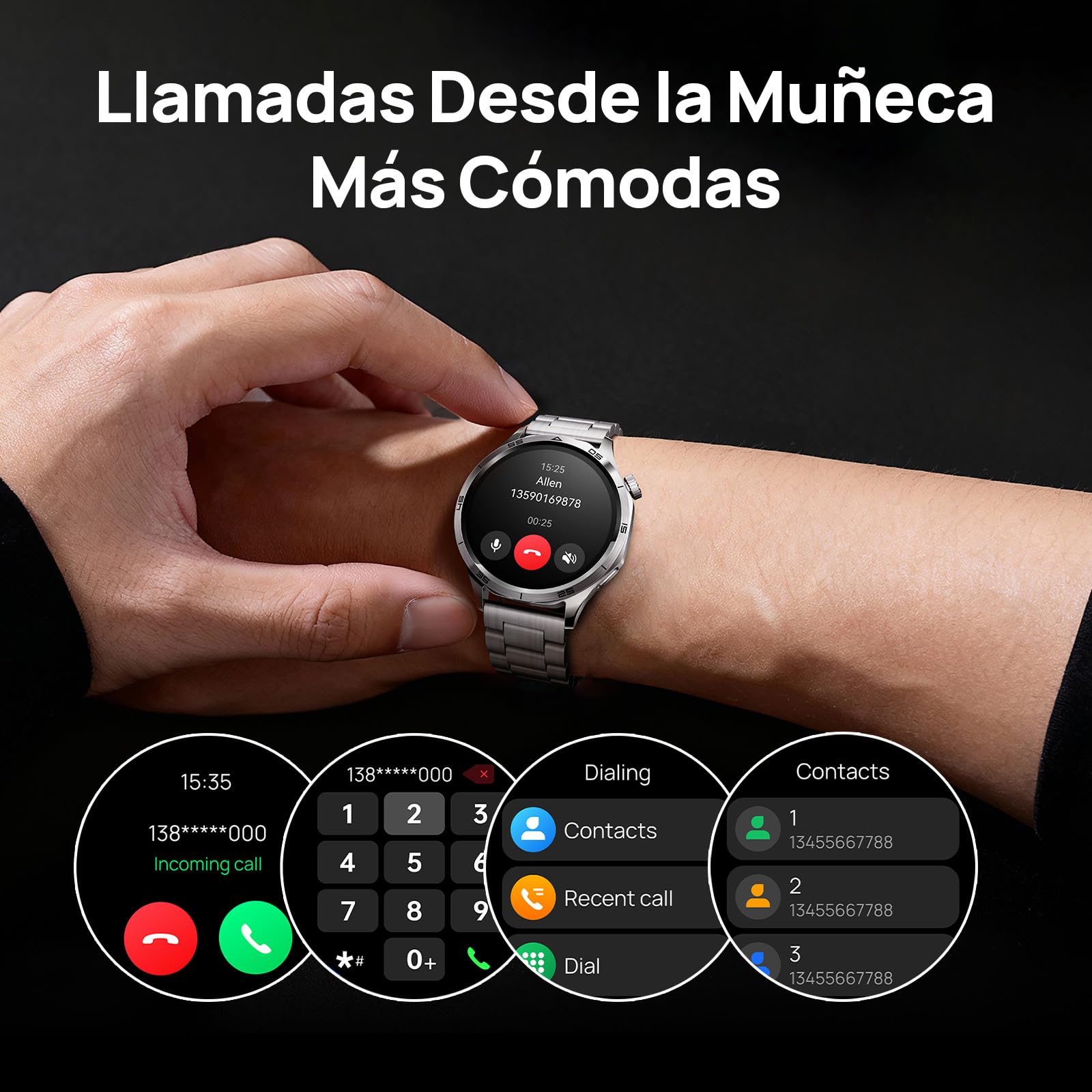 Mibro GT Reloj Inteligente para Correr con Cuerpo de Acero Inoxidable, Llamadas Bluetooth, Pantalla AMOLED de 1,43 Pulgadas, Resistente al Agua 5 ATM, Compatible con Android e iOS (Plateado)