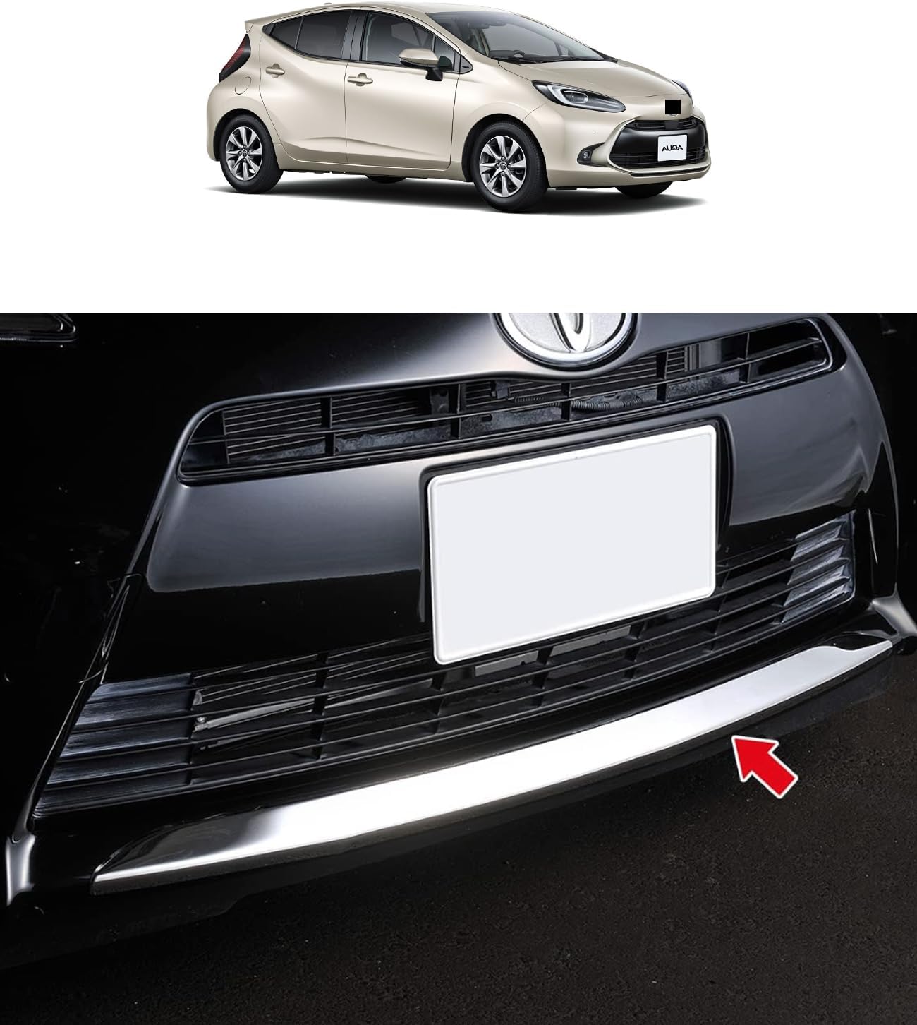 [Drive Car] Защитная накладка для передней кромки бампера с зеркальным покрытием из нержавеющей стали, Декоративная накладка для передней кромки бампера, защитная накладка для спойлера, Новая Toyota Aqua для AQUA NHP10 раннего периода (H23.12-H26.11), фото 4