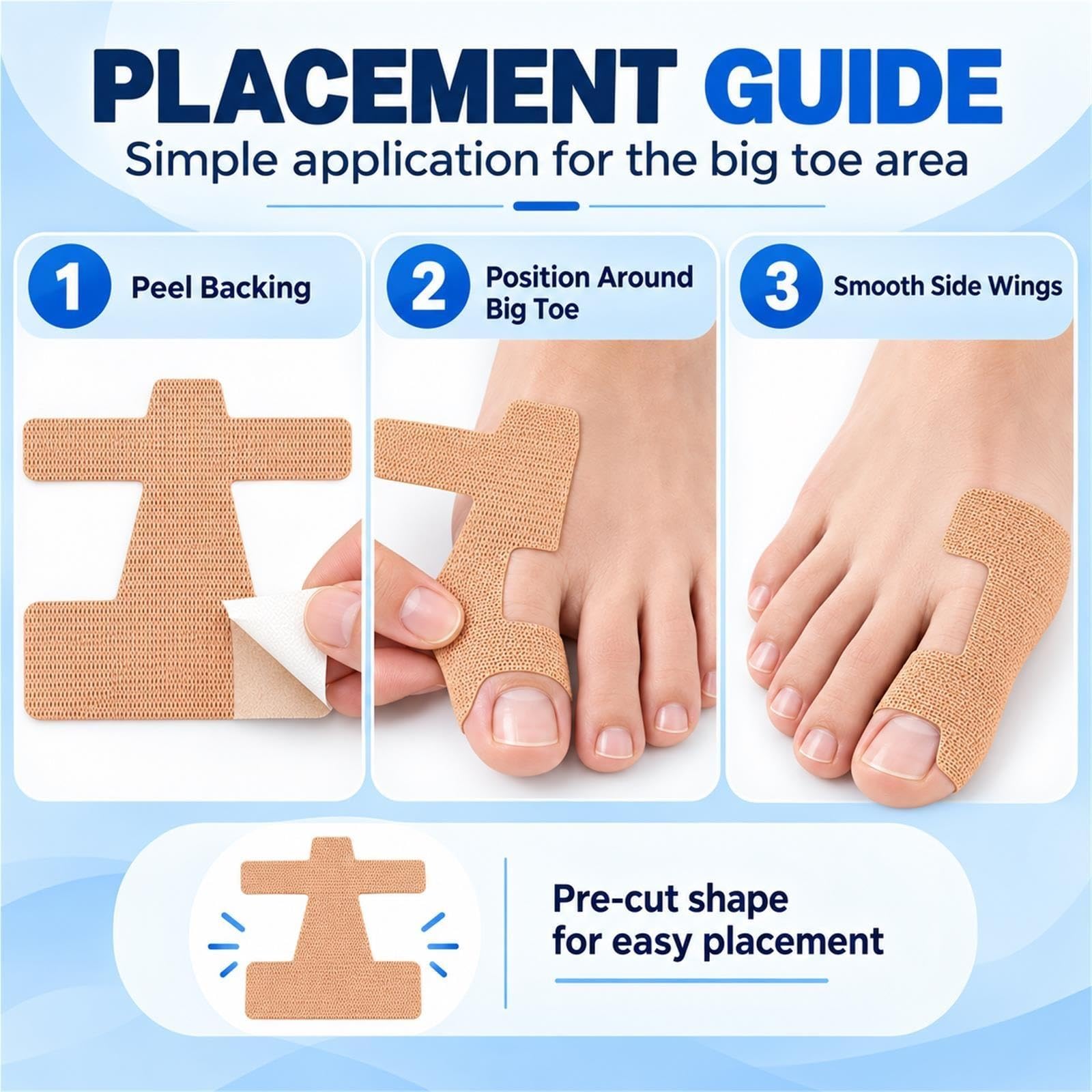 Bande Élastique Correcteur Hallux Valgus Prédécoupée d'Orteil Sans Latex
