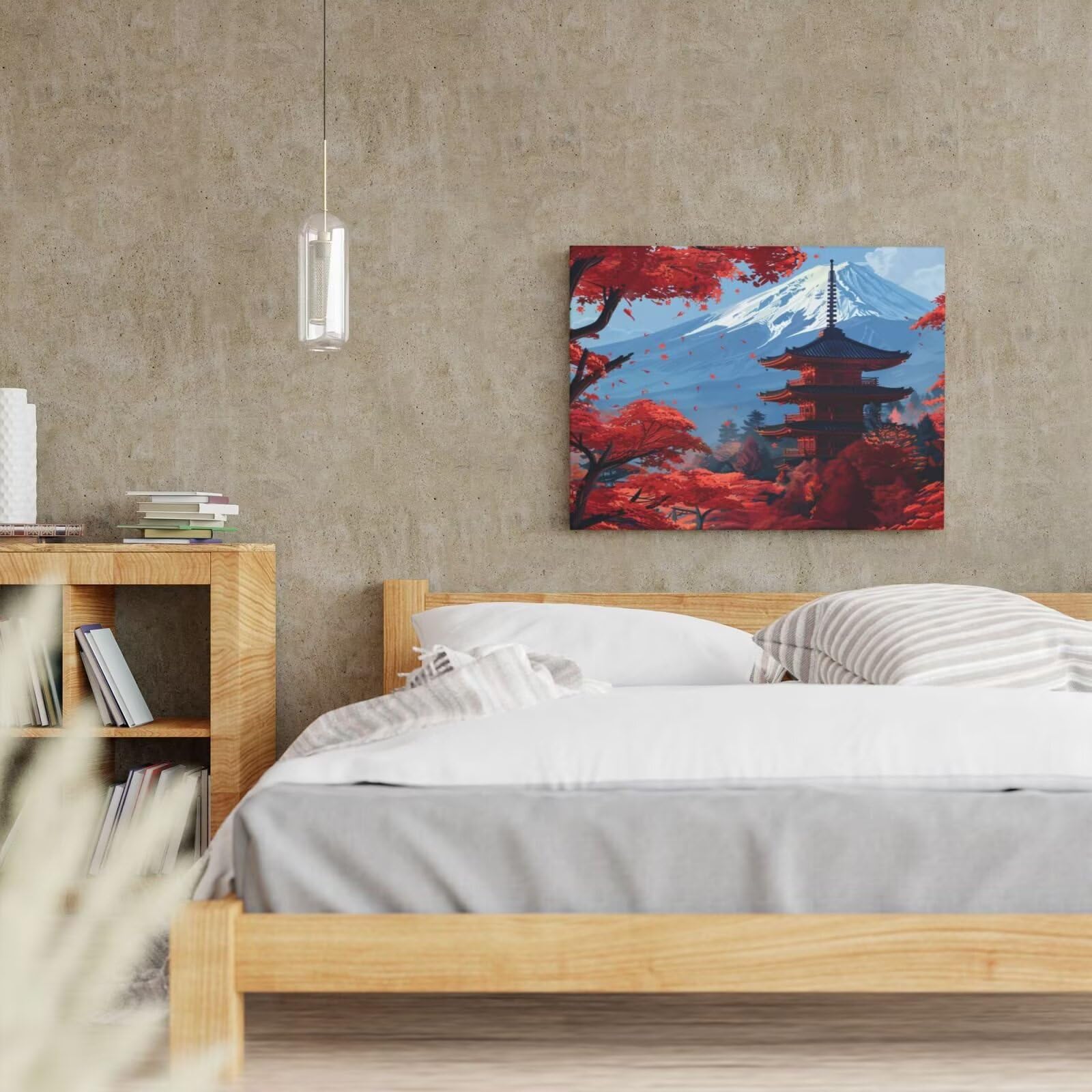 Kit per pittura con numeri per adulti, pittura giapponese con numeri per principianti, pittura acrilica con 6 pennelli, pittura ad olio per decorazione da parete (100 x 75 cm, senza cornice) MK89