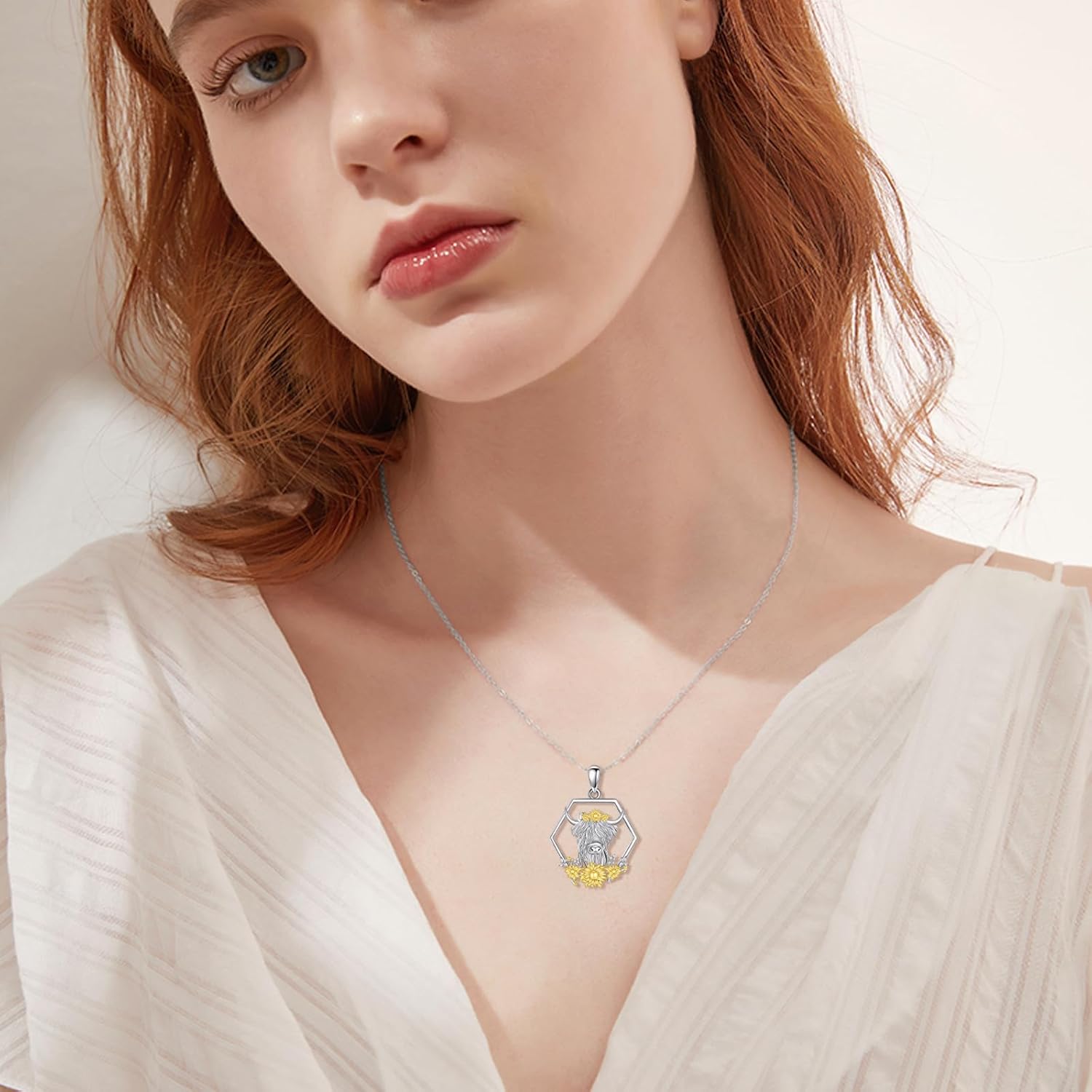 Highland Cow Necklace for Women 925 Sterling Silver Cute Animal Highland Cow Pendant Jewelry Gift - Image 2