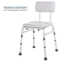 Vista 2 de Lumex - Silla de ducha acolchada de lujo con respaldo, cojines acolchados impermeables para mayor comodidad y calidez, color blanco, 7944KD-1