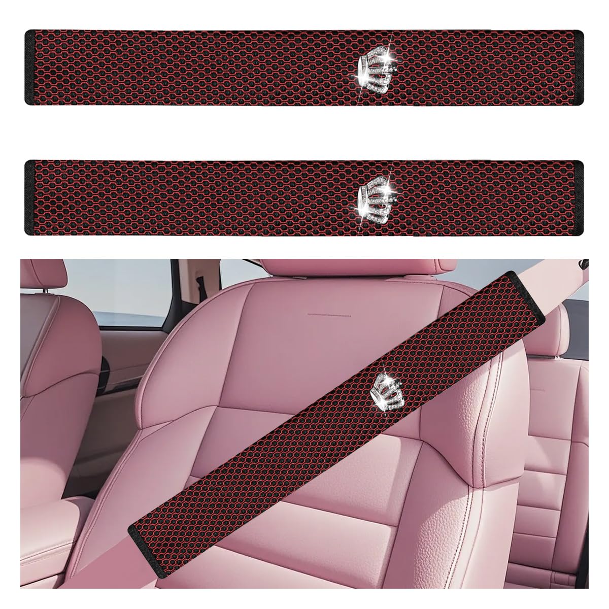 DUSCOKE 2PCS Car Seat Belt Covers Extra Long 19 Inch - Soft Breathable Mesh Seatbelt Shoulder Cushion Pads for Car Truck SUV - Universal Comfort Neck