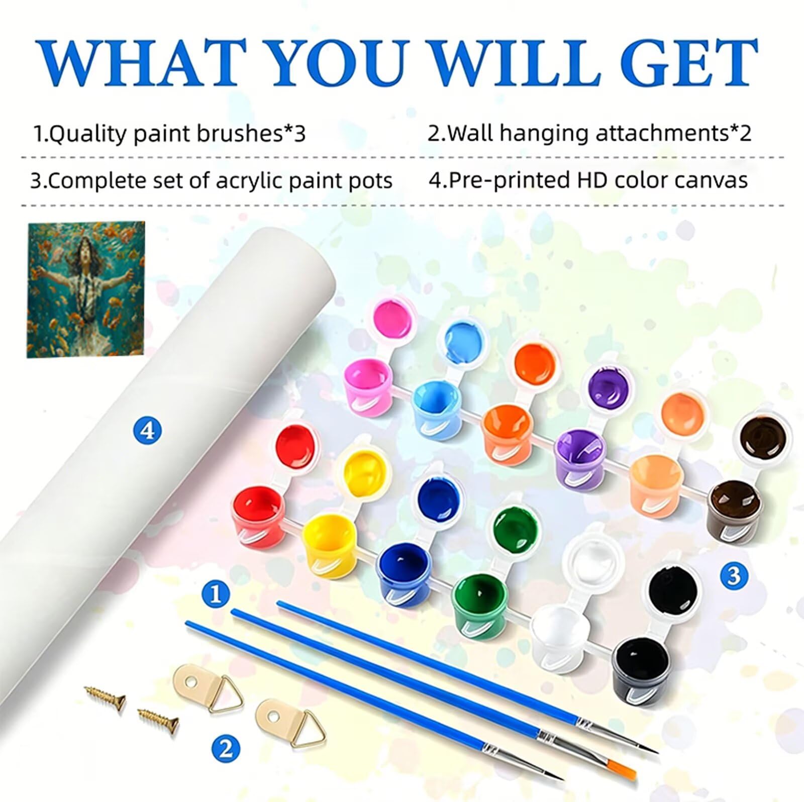 Malen Nach Zahlen Erwachsene Frau Malen Nach Zahlen Fisch DIY Paint by Numbers für Anfänger Mit 3-Pinseln und Acrylfarbe, Ohne Rahmen, Malen-Nach-Zahlen Set für Wand Deko Wohnzimmer 90x180cm RB-613