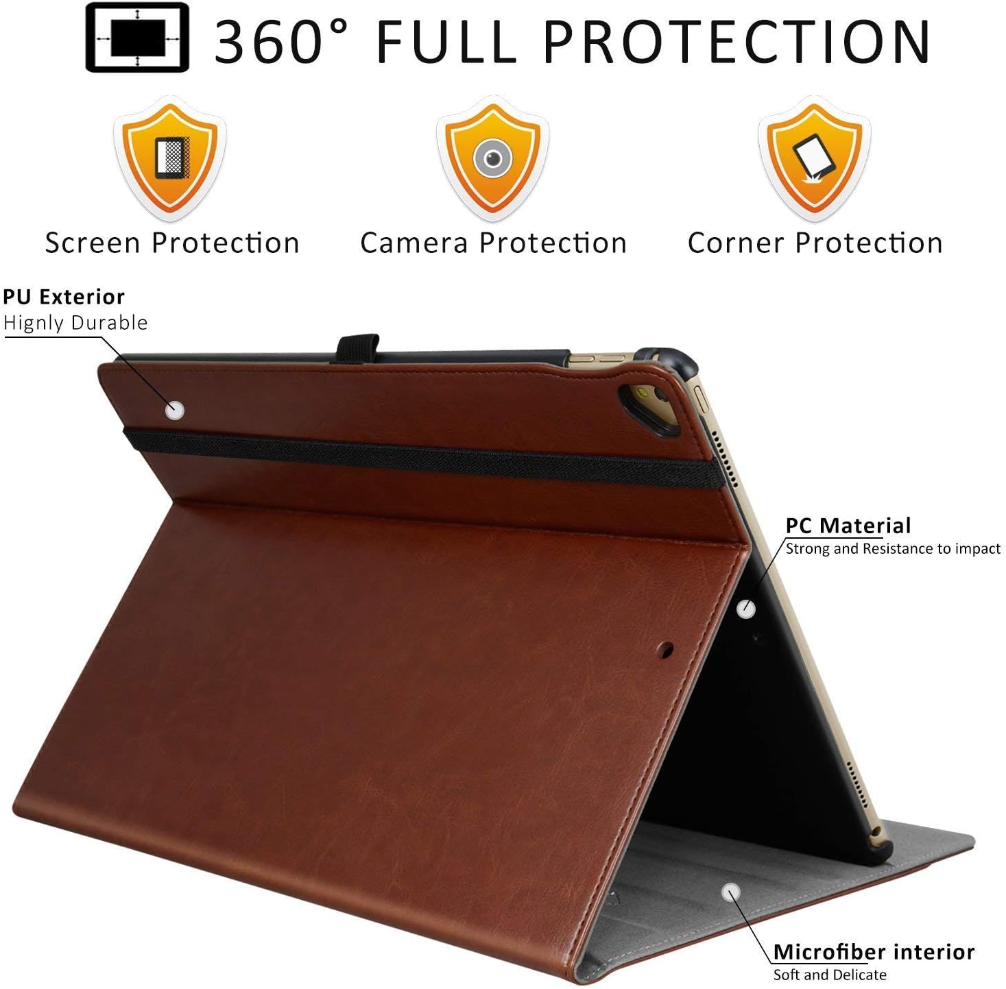 for iPad Pro 12.9 Inch Case 2017/2015 (Old Model,1st & 2nd Generation), Premium PU Leather Business Folio Cover with Auto Wake/Sleep, Document Card Slot, Multiple Viewing Angles,Brown - Image 8
