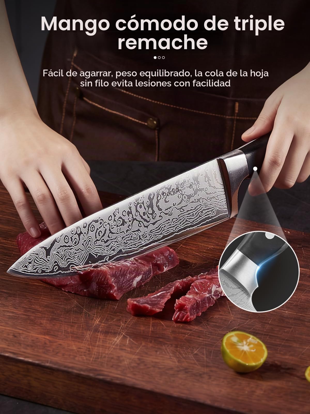 D.Perlla Juego de Cuchillos de Cocina, 14 piezas Juego de Cuchillos con Tecnología Avanzada de Autoafilado, Cuchillos y Tijeras de Acero Inoxidable, Bloque de Madera, con Mango Ergonómico