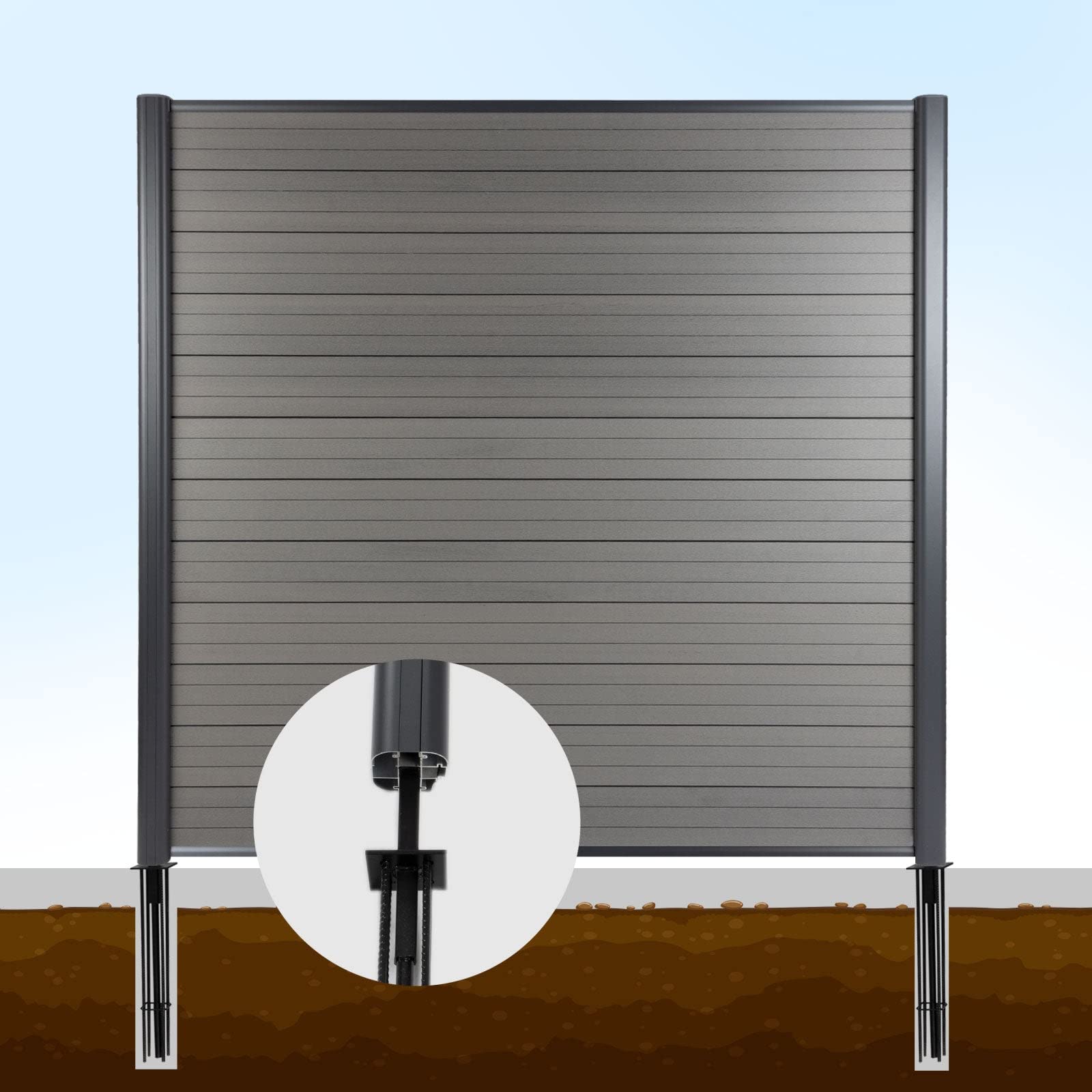 5 Supporti Per Pali Da Recinzione In Acciaio Zincato - Ø80 Mm, Per Pali Rotondi In Legno, Senza Cemento - Foto 2