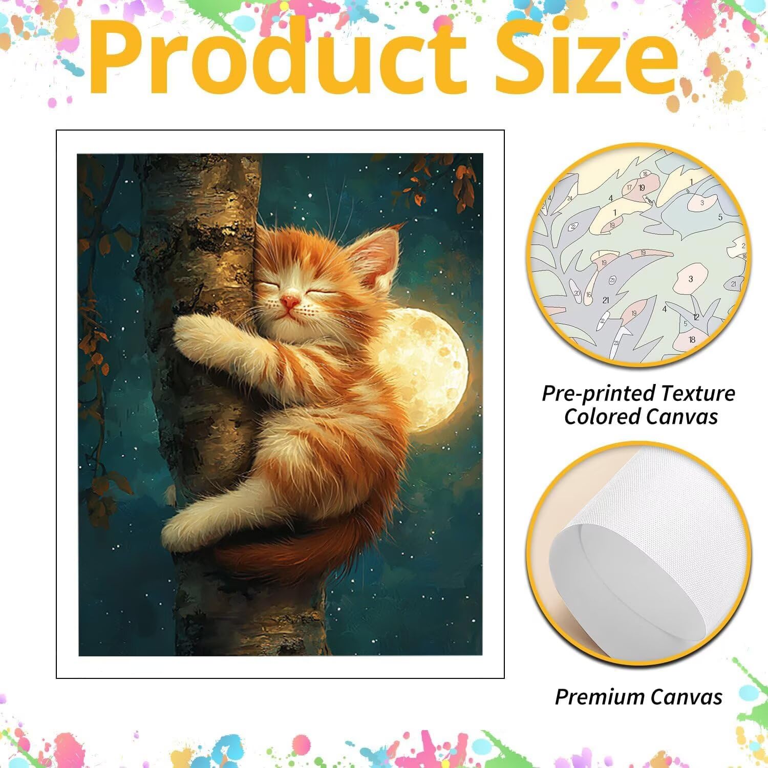 Kit de peinture par numéros pour adultes - Chat lunaire - 70x90cm v-1116