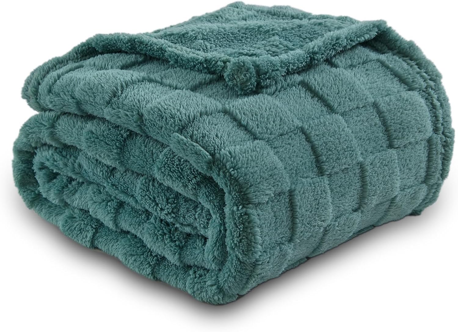 NEWCOSPLAY Super Soft Throw Blanket Light Teal Premium Silky Flannel Fleece 3D Checkered Lightweight Bed Blanket All Season Use (Light Teal Checkered, Throw(50"x70")) - Image 7