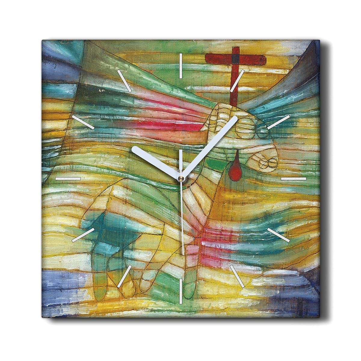 Horloge murale décoration salon Mouton Paul Klee tableau toile 30x30 cm silencieux Coloray