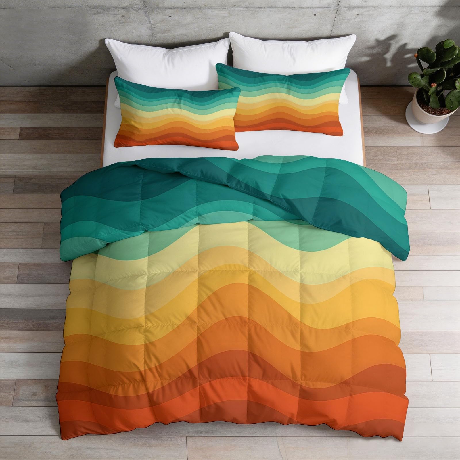Ultra lekka kołdra letnia 200 x 220 cm, płynące paski faliste z efektem ombre, lekka kołdra letnia, cienka kołdra letnia ze 100% mikrofibry, nadaje się do prania w 40 stopniach, petrol i