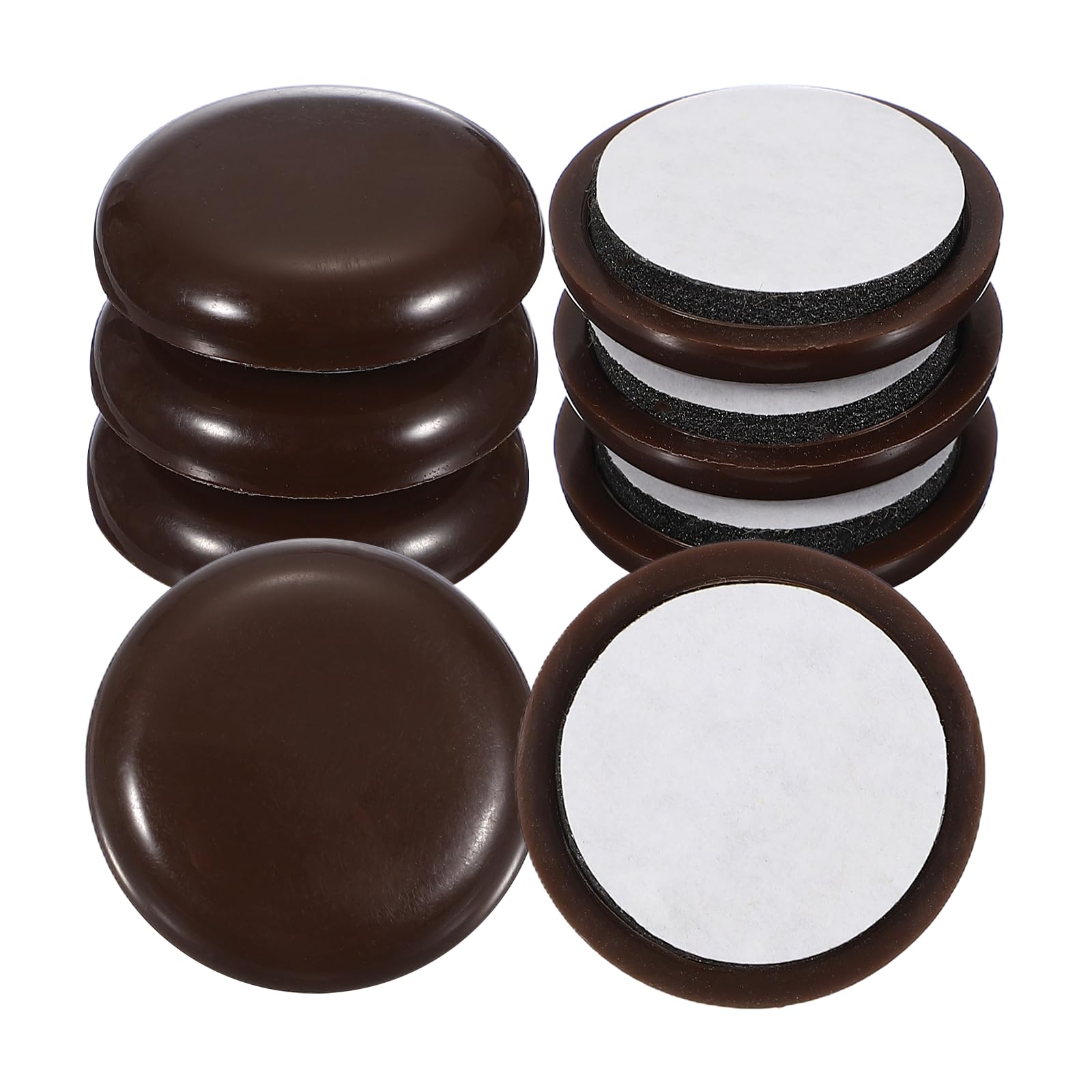 sourcing map 8 Pcs Plastic Furniture Sliders 1" Self-Adhesive Round Furniture Leg Protectors, Table Chairs Foot Cups Sliders Reusable Furnishing Movers for Carpet, Dark Brown