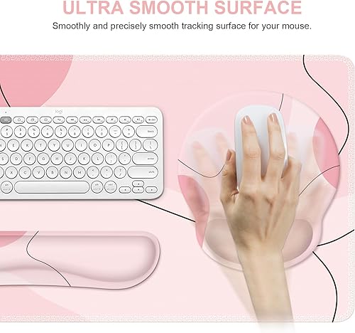 Miniatura 6 de iCasso Juego de soporte de muñeca grande para videojuegos, alfombrilla de escritorio, alfombrilla de mouse 4 en 1 XXL + reposamuñecas para