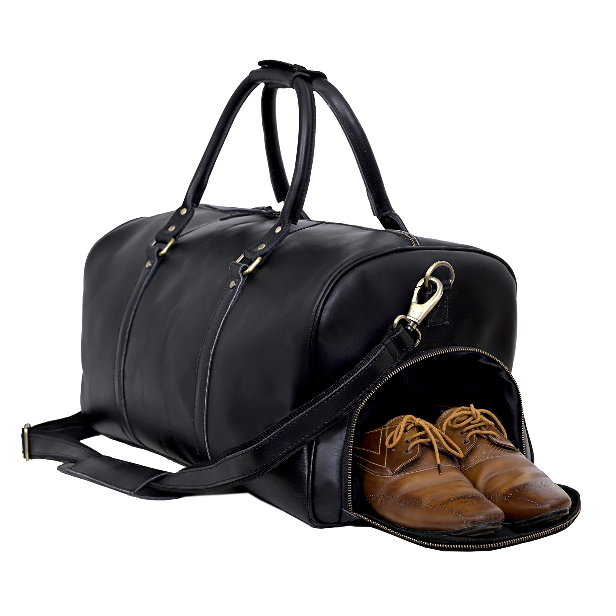 Leather Travel Bag,Weekender Overnight Bag Leather Large Carry On Bag  Travel Tote Duffel Bag for Men Women