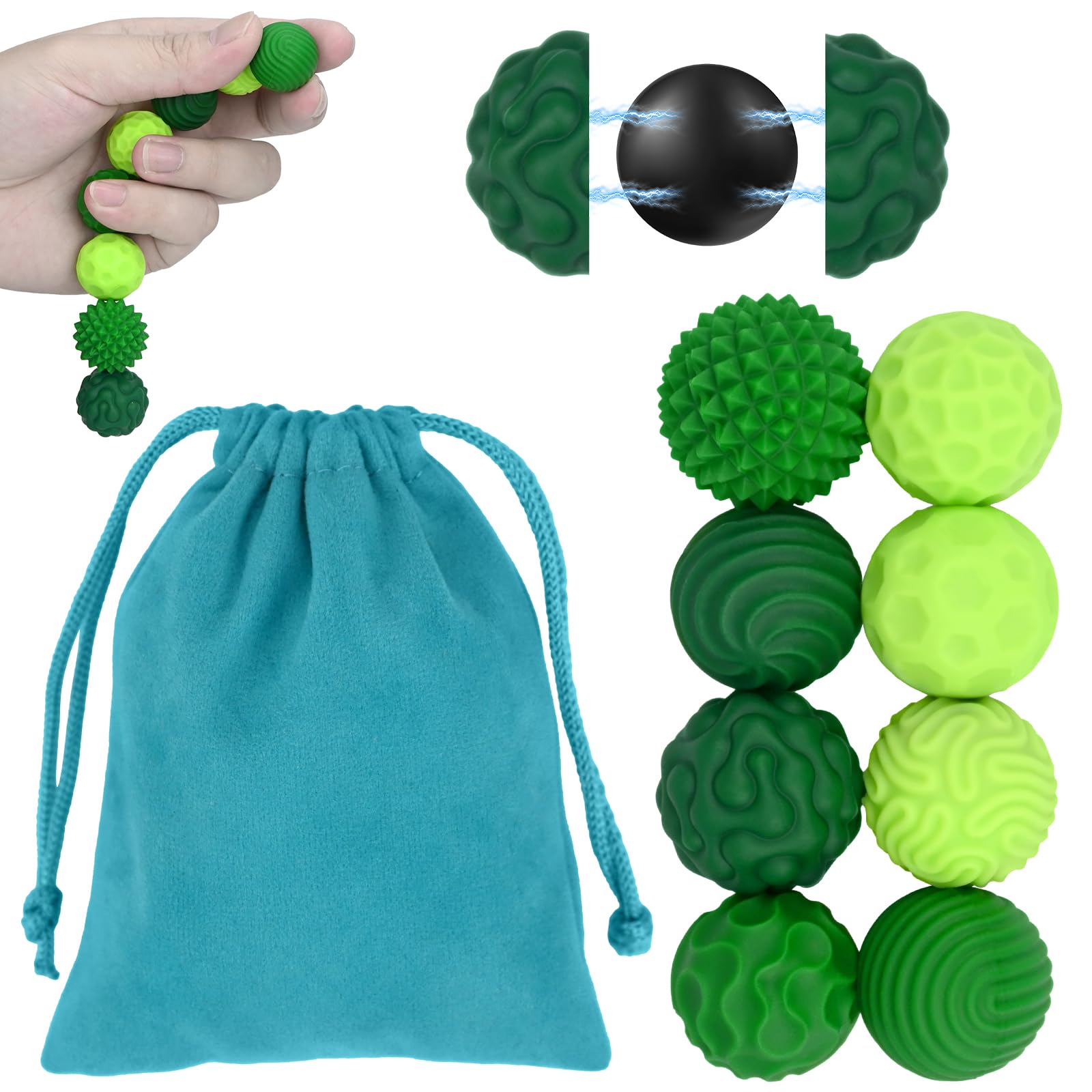 8 Stück Magnetische Fidget Toys, Magnetkugeln, sensorisches Silikon-Spielzeug, magnetische Anziehungskraft, Stressabbau-Bälle mit Silikonhülle, Stressabbau