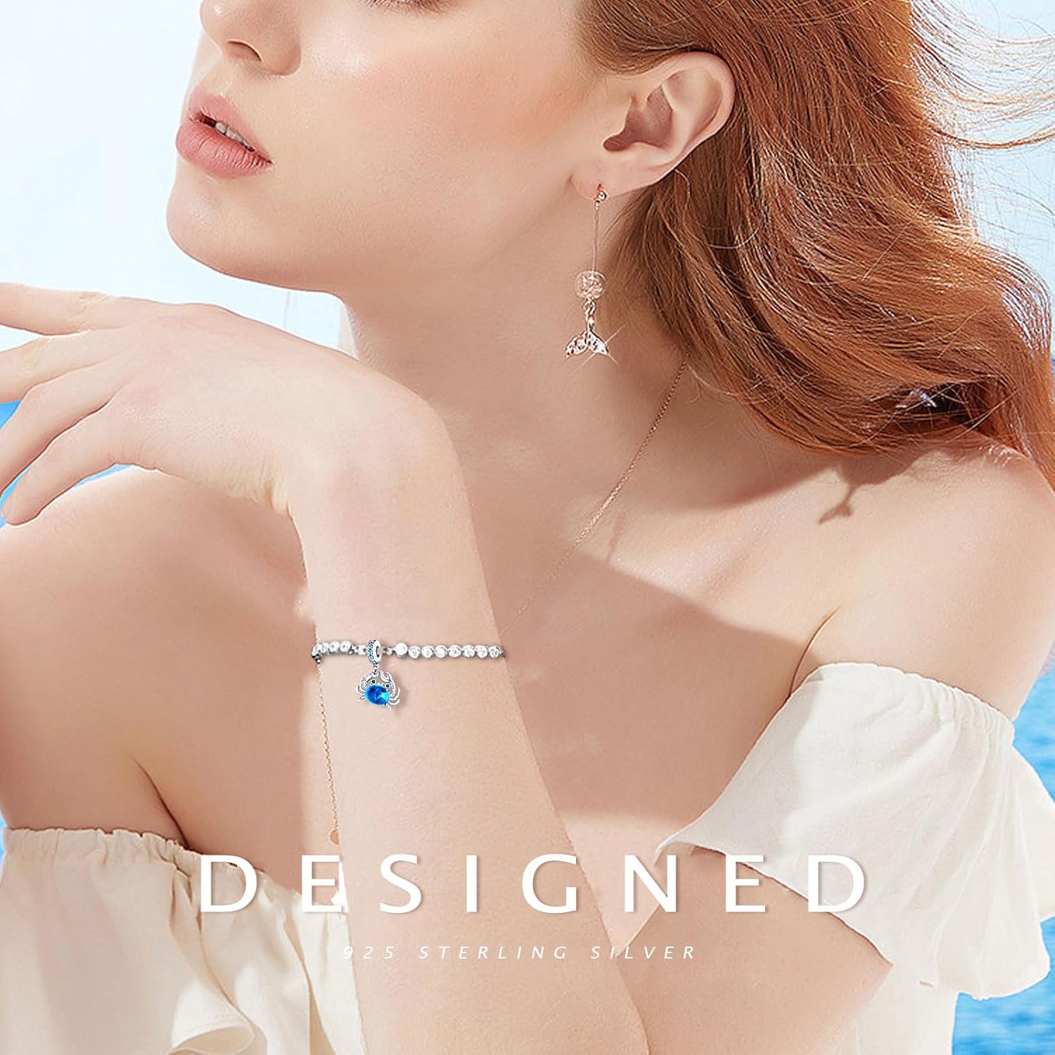 925 Sterling Silver Charms Bead for Bracelets Necklaces, Star Moon Crescent Sun Solar Pendent, Blue Ocean Starfish Shells Turtle Crab Starry Sea Cute Jewelry Birthday Gifts for Women Men - Image 4