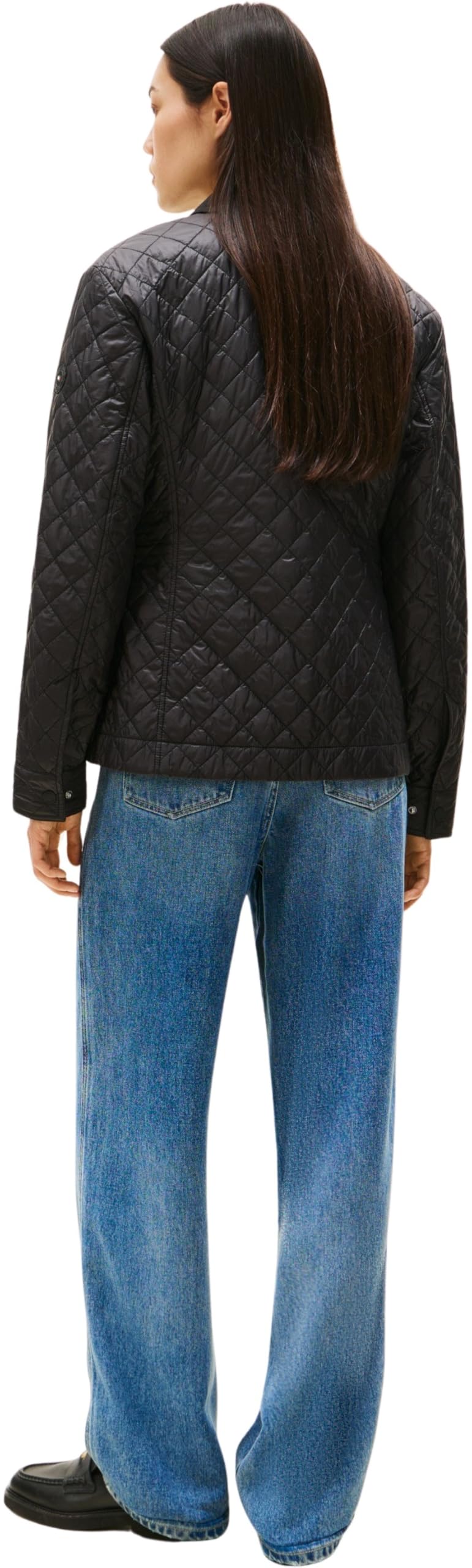 Tommy Hilfiger Donna Giacca Imbottita Padded Nylon Slim Quilted con Colletto a Punta