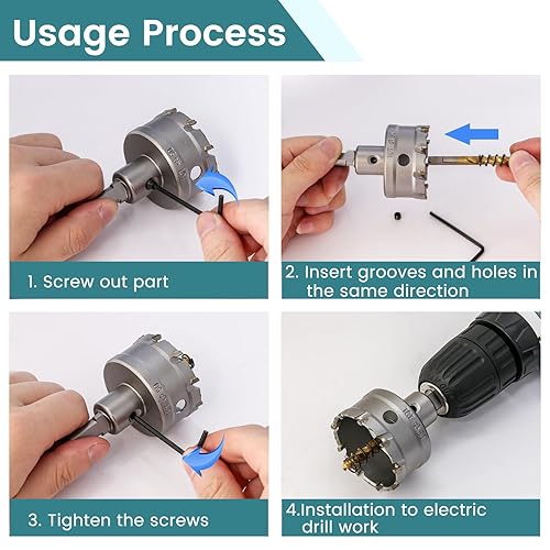 Miniatura 5 de Kit de sierra perforadora TCT, 9 piezas de sierra de agujero con punta de carburo de tungsteno resistente para acero inoxidable, metal duro, madera,