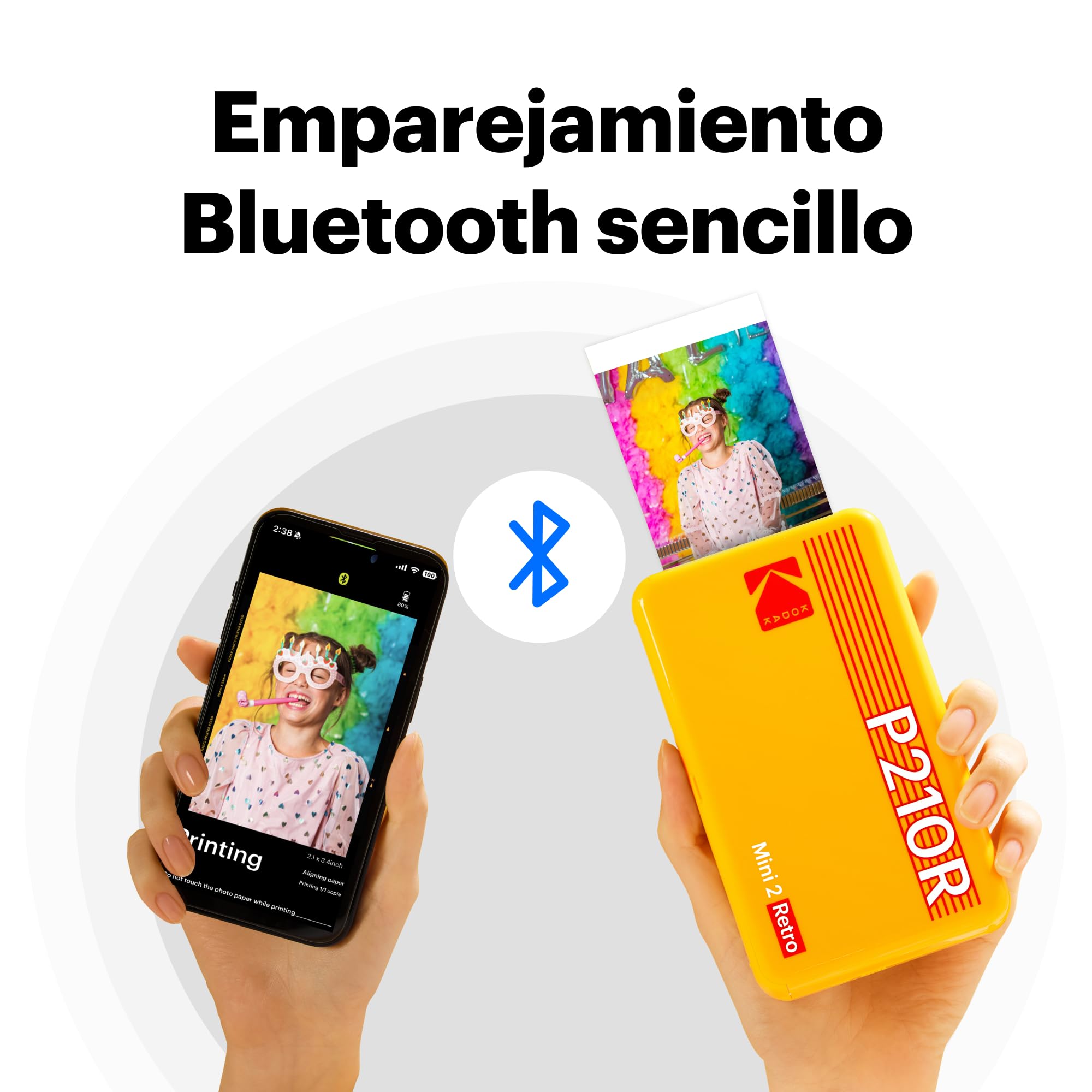 KODAK Mini 2 Retro Impresora Fotográfica 4Pass 54X86mm Bluetooth Blanco