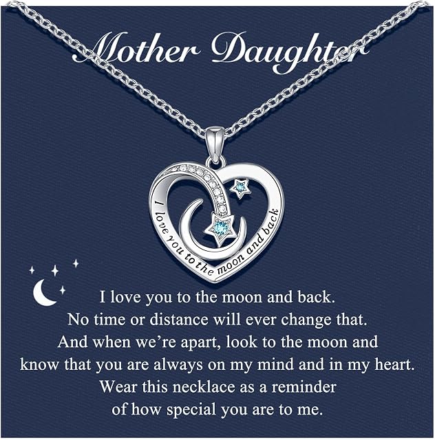 D Dongjiangjin Gift Gifts for Mother Daughter Granddaughter, I Love You to the Moon and Back Mum Daughter Granddaughter Necklace Jewellery Gifts for Birthday Christmas