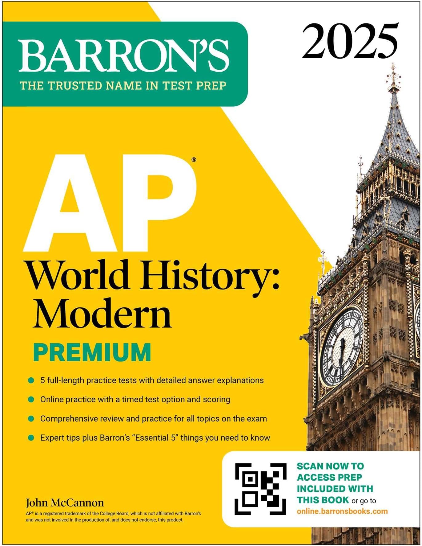 AP WORLD HISTORY MODERN PREMIUM 2025: 5 Practice Tests + Comprehensive Review + Online Practice (Barron's Ap Prep)