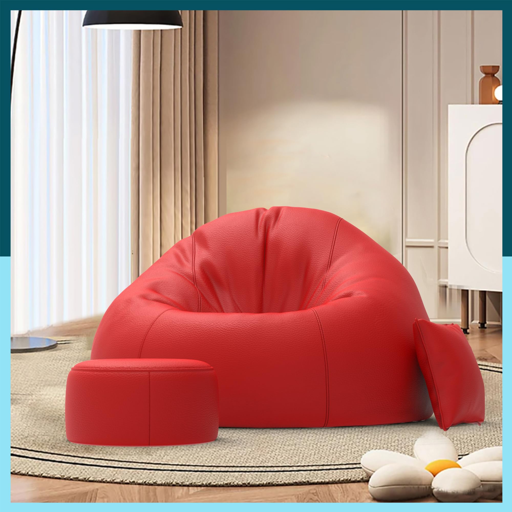 ComfyBean Bag with Beans Filled 5XL Bean Bag Sofa with Free Cushion and Footrest - Official : HeavenlyHug Combo (Matching Color : Regular, Red) (B0CMDFRPFQ) Amazon Price History, Amazon Price Tracker