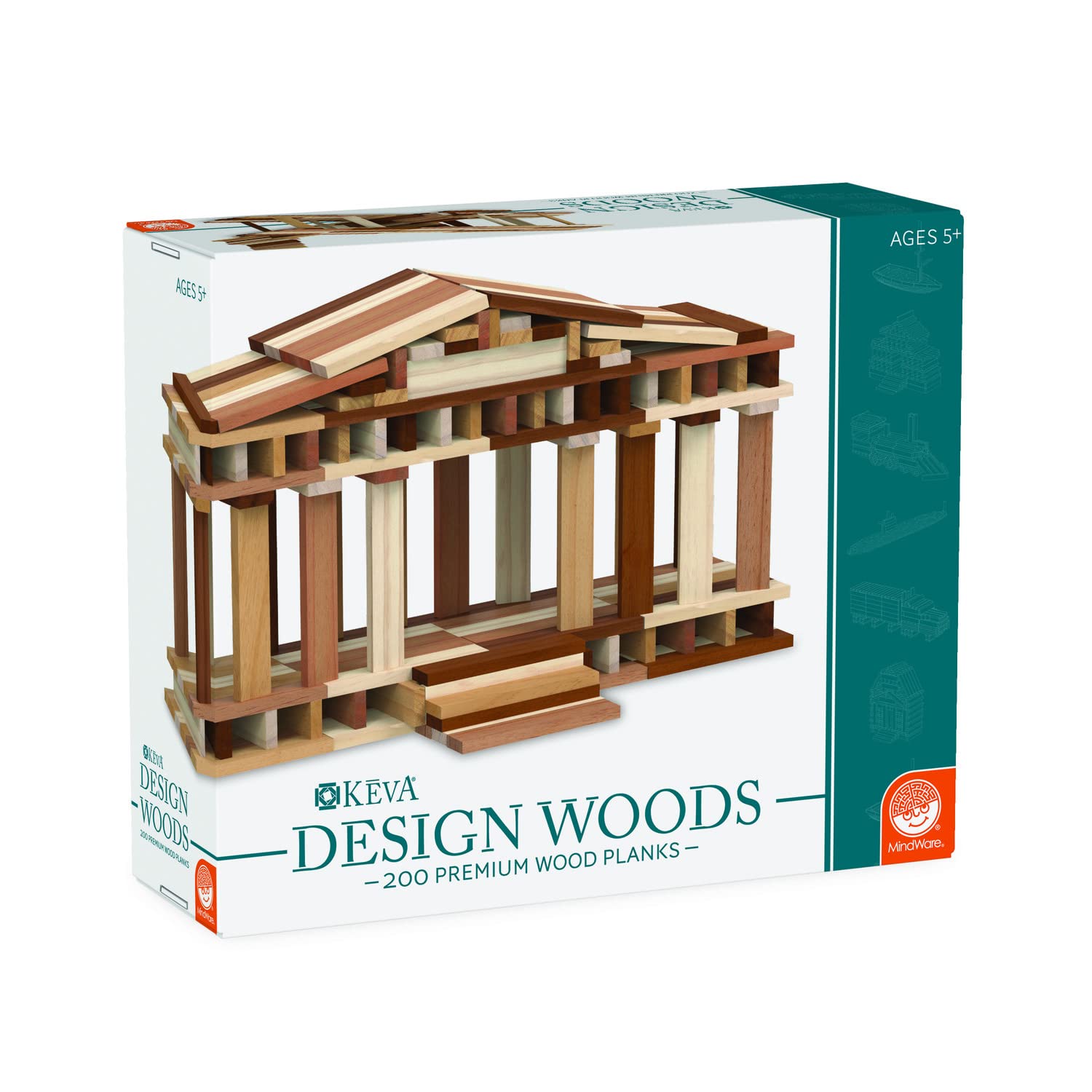 MindWare KEVA Design Woods — Free-Form 3D Builder Kit for Kids, Teens & Adults — Create Your own Architecture Designs with Simple Wood Building Blocks
