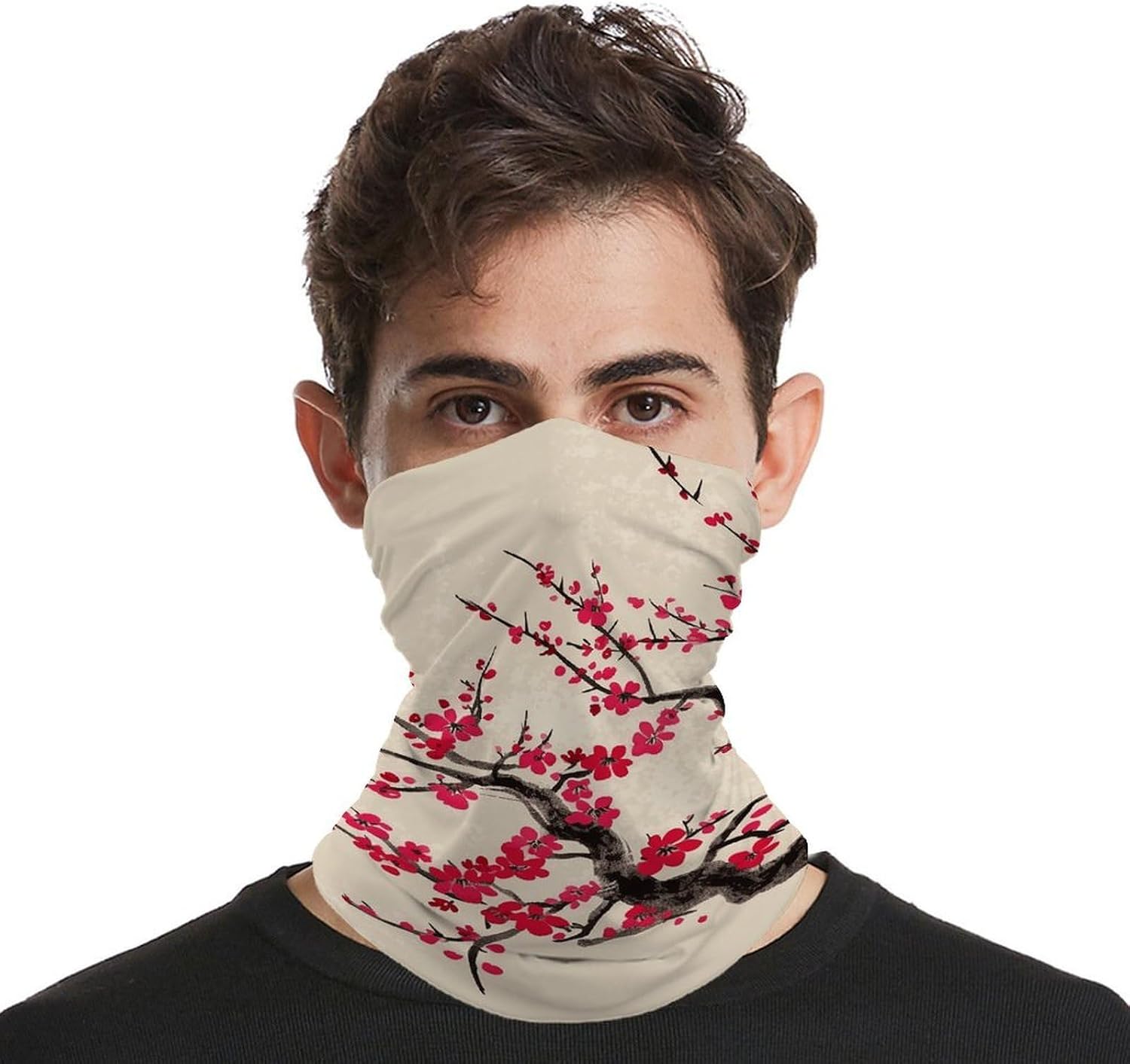 Japanese Floral Cherry Blossom Neck Gaiter Face Cover Scarf Breathable Sun Balaclava for Skiing Fishing Hiking Cycling