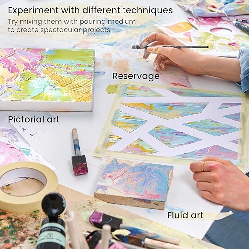 Miniatura 6 de ARTEZA Pintura acrílica pastel, juego de 8, tonos metálicos, tubos de 4.06 onzas líquidas, pintura a base de agua de alta viscosidad, acabado