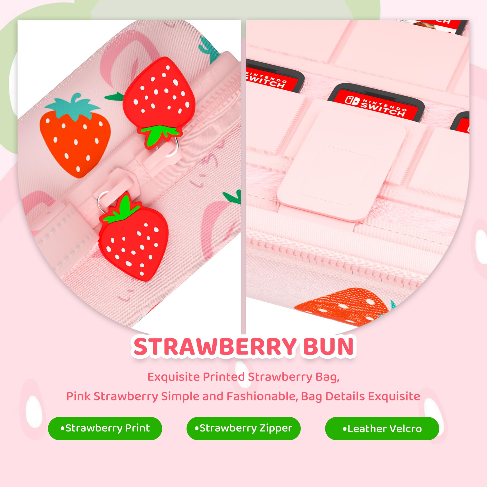 FANPL Custodia per Nintendo Switch 2 (2025) Accessori, Rosa Carina Custodia da Viaggio con Tracolla Regolabile, Fragola, rosa, Carino