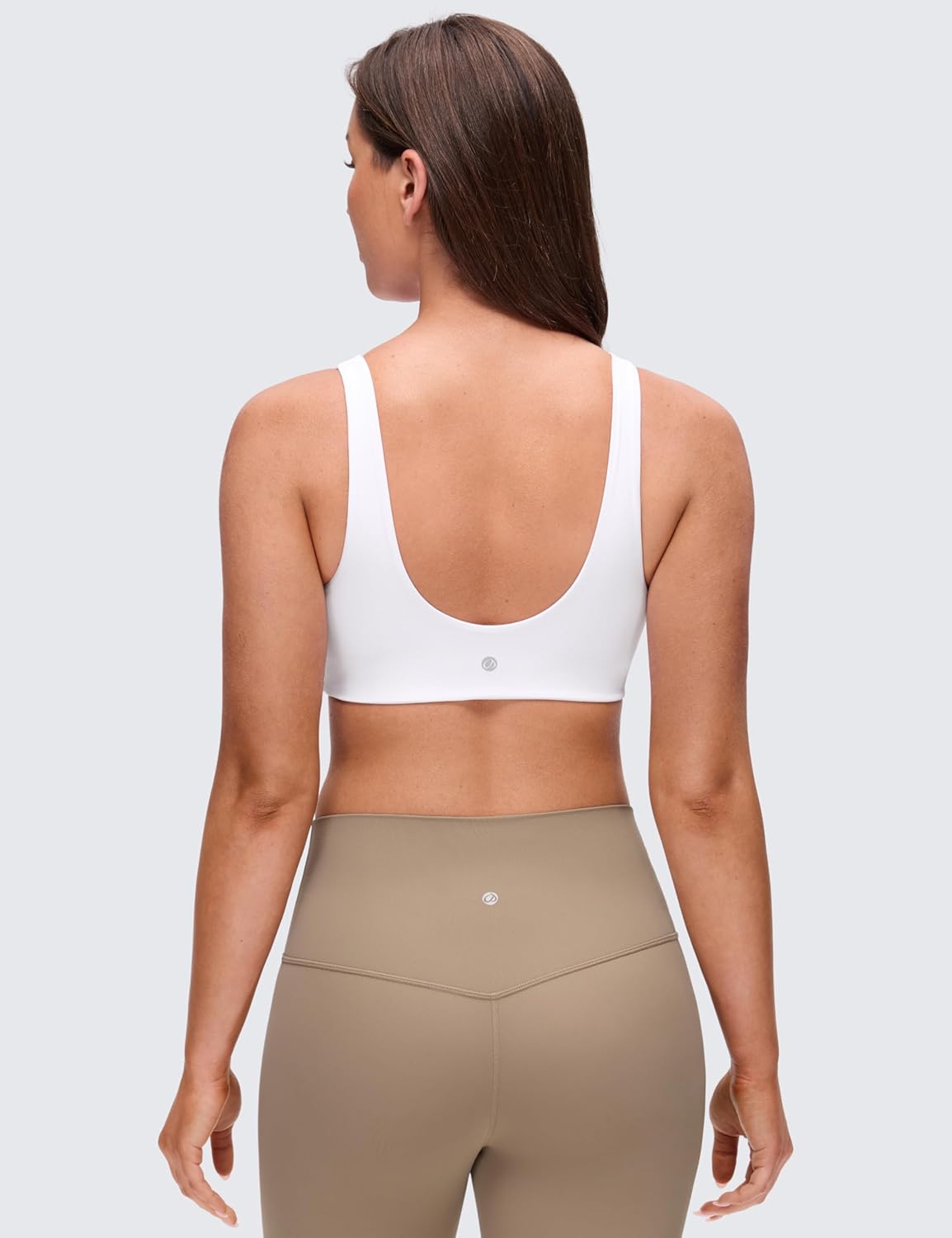CRZ YOGA Butterluxe V Neck U Back Sports Bras for Women - Low Cut Padded Wireless Basic Yoga Top