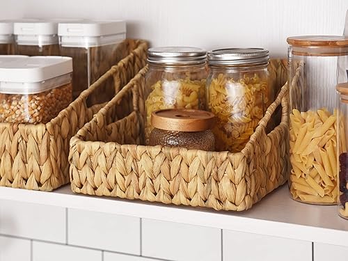 Miniatura 7 de StorageWorks Cestas de mimbre para almacenamiento y cesta de hierba marina de 2 niveles