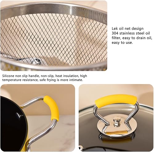 Miniatura 7 de Olla pequeña con tapa y canasta, olla de acero inoxidable 304 con mango de silicona antiquemaduras, olla japonesa con vapor de malla para cocina del