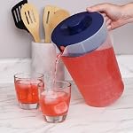 Water Pitcher with Lid 1 Gallon Pitcher BPA Free & Phthalate Free - Navy | Freezer/Dishwasher Safe