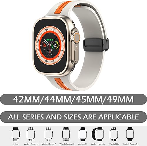 Miniatura 7 de Correa de silicona con cierre plegable magnético, compatible con Apple Watch de 1.654 in 1.732 in 1.772 in 1.929 in, correa de silicona deportiva
