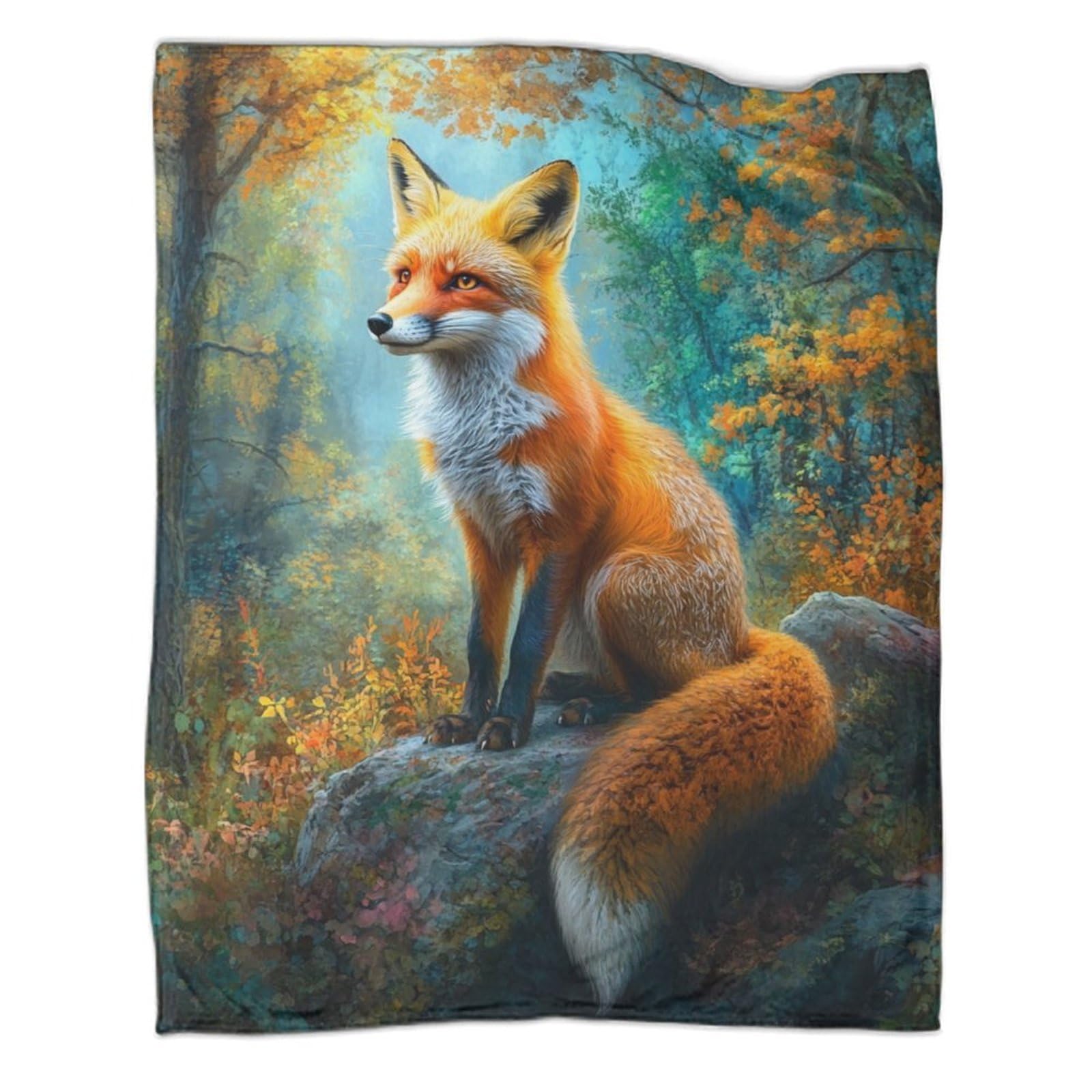Uendokrnn Style-17 Fox Printed Throw Blanket, 3D Print Warm & Cosy Blankets For Beds, Bedding For Bed Couch, 50X60inch(127X152cm)