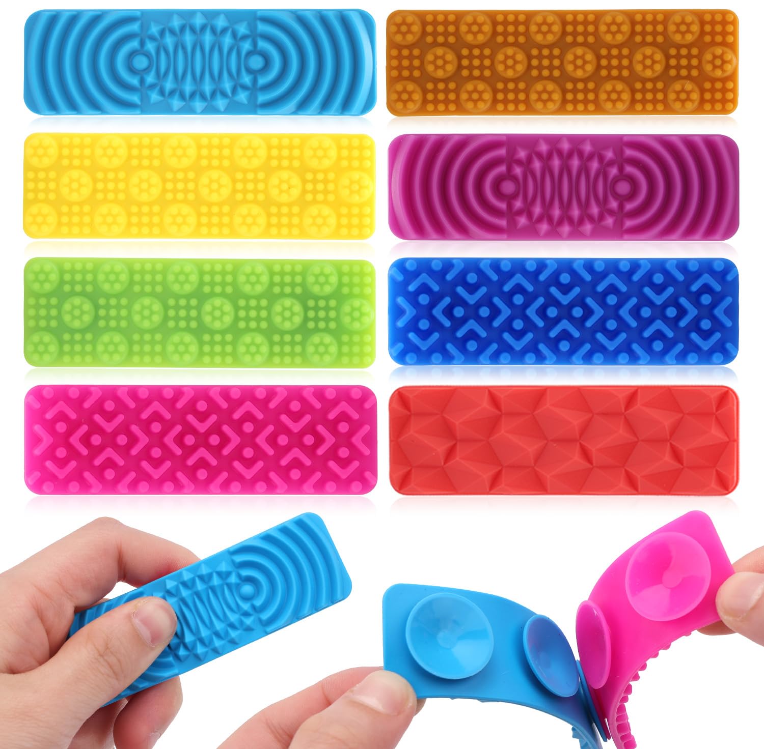 8 Pack Textured Sensory Suction Fidget Toys for Kids Adults Quiet Sensory Strips Stickers Autism ADHD Calming Anxiety Stress Relief Classroom Desk Must Have Christmas Stocking Stuffers Gifts