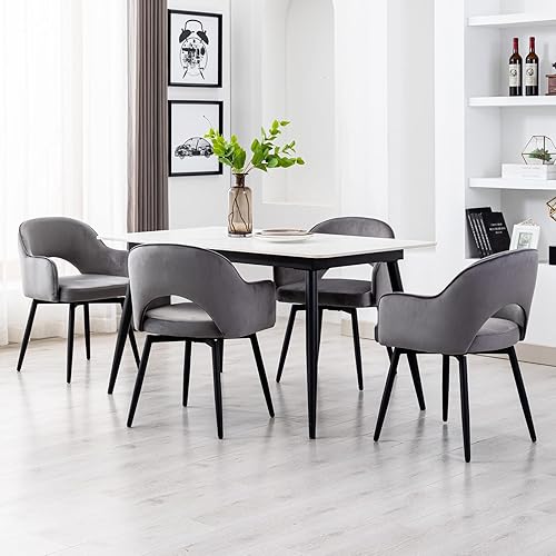 Miniatura 3 de DUOMAY Juego de 2 sillas giratorias de comedor, sillas laterales tapizadas de terciopelo, silla moderna para invitados, oficina en casa, silla de