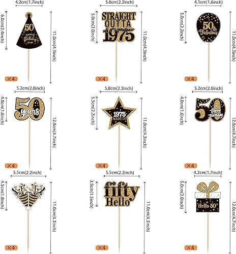 Miniatura 9 de 36 piezas de decoración para cupcakes de feliz cumpleaños 40 de doble cara negro dorado cuarenta y hola 40 rectos para decorar cupcakes 40 fabulosas
