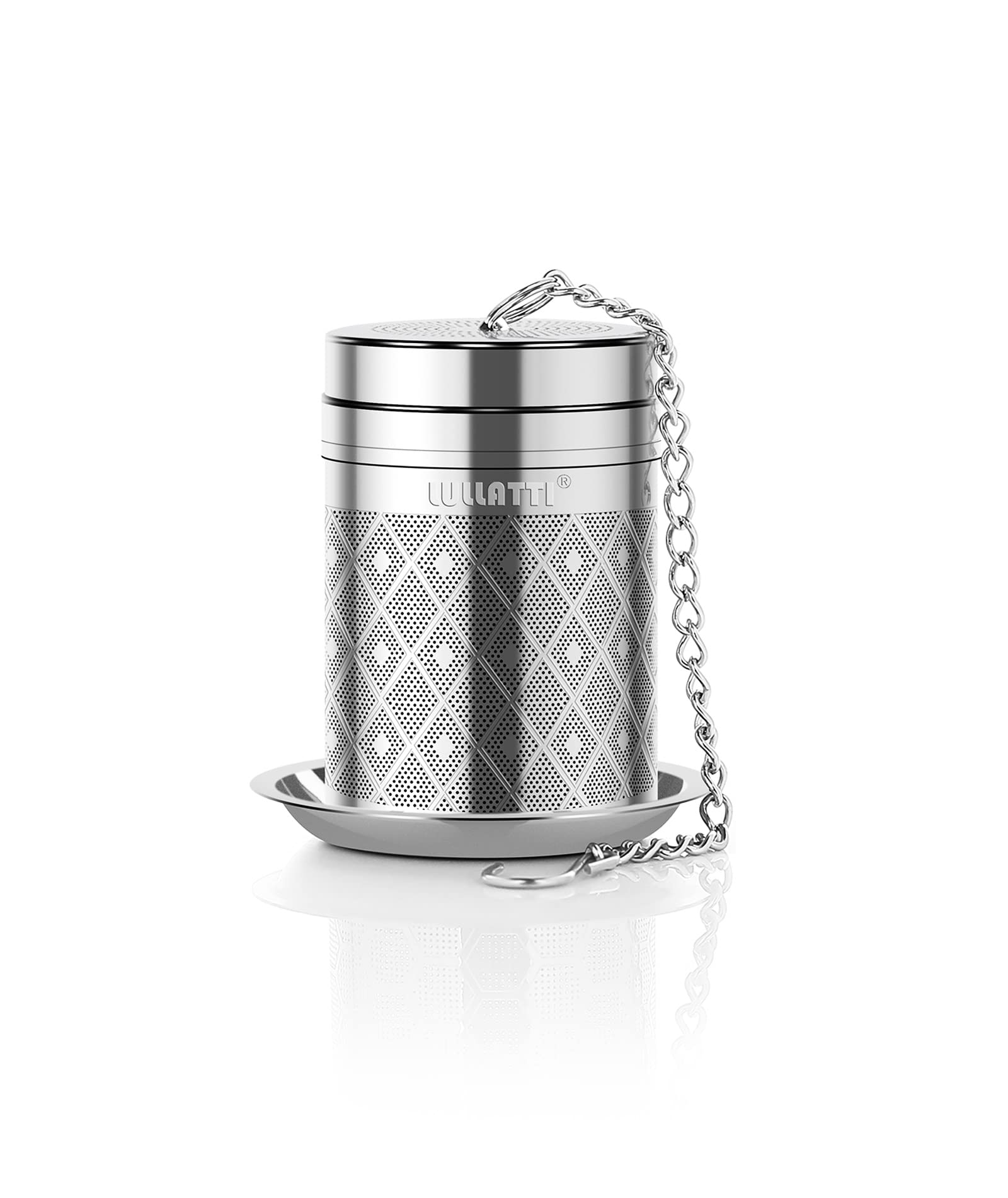Tea Infuser (1 Pack), Extra Fine Mesh Loose Leaf Tea Steeper with Diamond Pattern & Extended Long Chain, 18/8 Stainless Steel Tea Ball Strainer for Brewing All Kinds of Tea