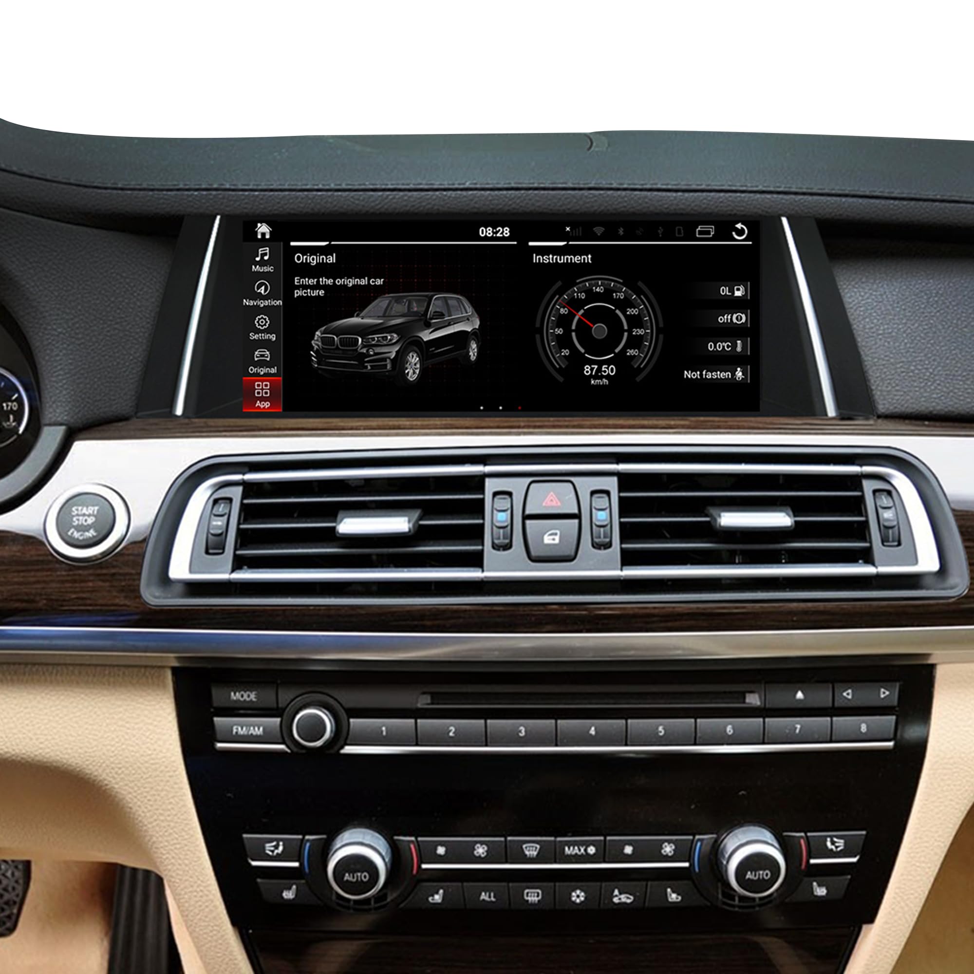 Aktualizacja ekranu Android 25.0 cm do BMW serii 7 F01 F02 F03 NBT, CarPlay, Android Auto, lustrzane odbicie ekranu, podzielony ekran, Wi-Fi, muzyka, nawigacja, kamery samochodowe, Netflix Spotify