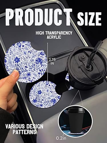 Miniatura 5 de Posavasos para automóvil, paquete de 2 posavasos para automóvil, 2.75 pulgadas, antideslizantes y absorbentes, para portavasos de automóvil,