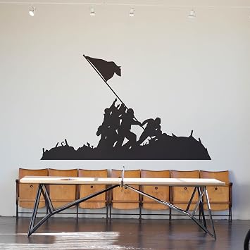 Battle of Iwo Jima Wall Decal Sticker Iconic Flag Raising. Patriotic Decor, Gift for Veterans Homes. #555