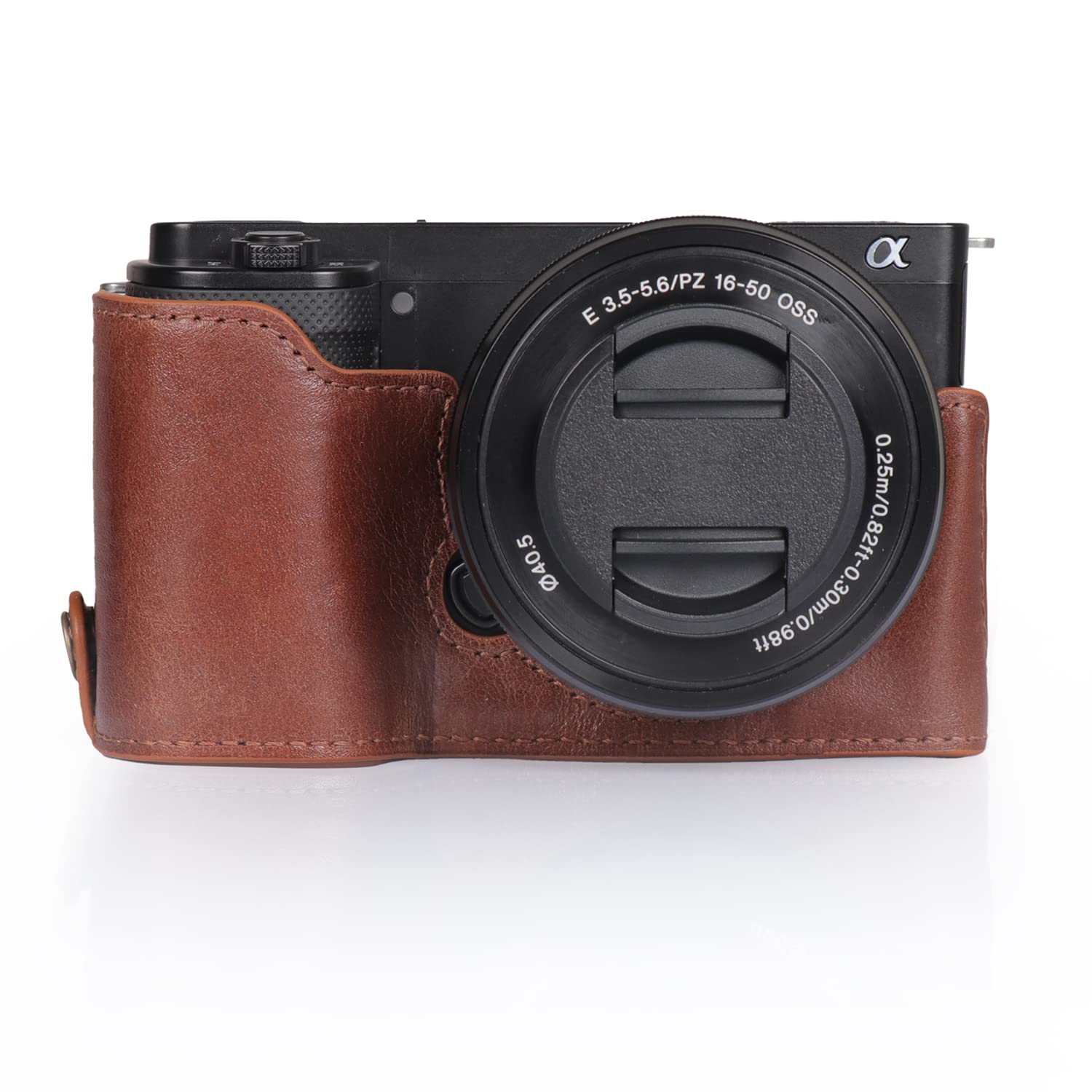 MegaGear MG2014 Ever Ready Genuine Leather Camera Half Case Compatible with Sony ZV-E10 (Brown), 13 x 5 x 6.5 cm - Image 2