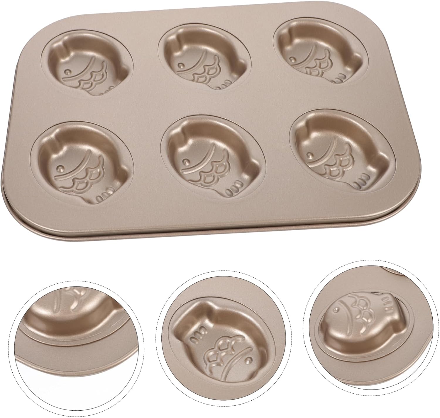 PRETYZOOM DIY Baking Tools 6 Cavity Fish Cake Molds Non-Stick Safe for Boys and Girls